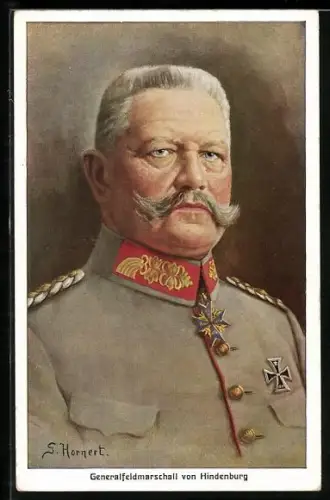 Künstler-AK Porträt Generalfeldmarschall Paul von Hindenburg