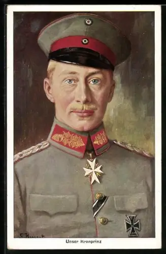 AK Kronprinz Wilhelm von Preussen, in Uniform mit Schirmmütze