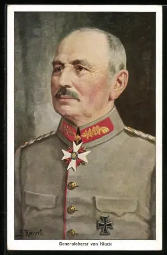 Künstler-AK Generaloberst von Kluck in Uniform mit Pour le Merite