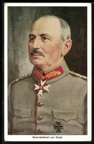 Künstler-AK Generaloberst von Kluck in Uniform mit Pour le Merite