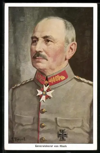 Künstler-AK Generaloberst von Kluck in Uniform mit Pour le Merite