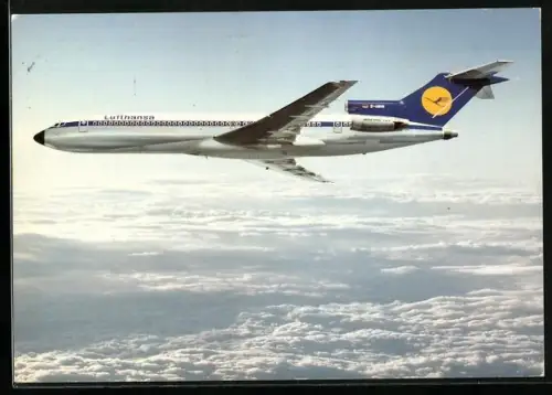 AK Flugzeug Lufthansa B 727 Europa Jet über den Wolken