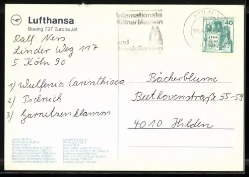 AK Europa Jet Boeing 727 der Lufthansa