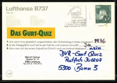 AK Passagierflugzeug des Types Boeing 737 in der Luft