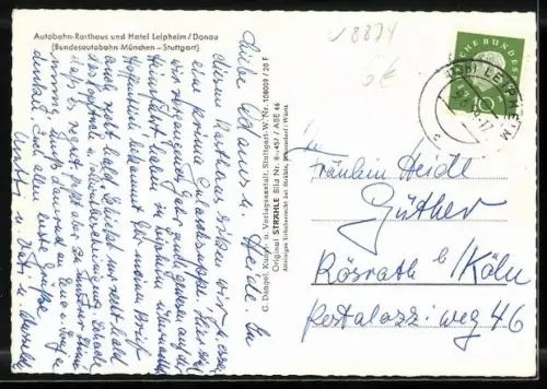 AK Leipheim /Donau, Autobahn-Rasthaus und Hotel