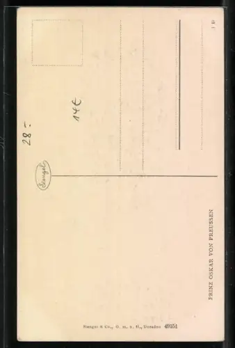 Künstler-AK Prinz Oskar von Preussen in Uniform mit Ordensspange