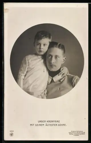 AK Kronprinz Wilhelm von Preussen mit seinem ältesten Sohne im Portrait