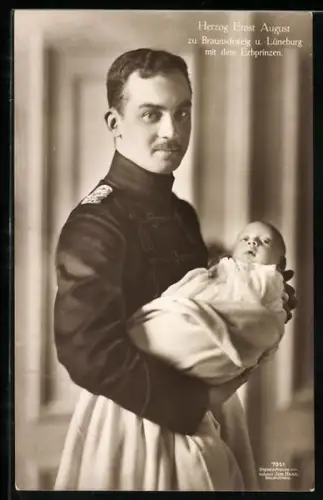 AK Prinz Ernst August Herzog von Braunschweig mit dem Erbprinzen