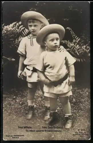 AK Prinz Wilhelm und Prinz Louis Ferdinand, Söhne des Kronprinzen Wilhelm von Preussen