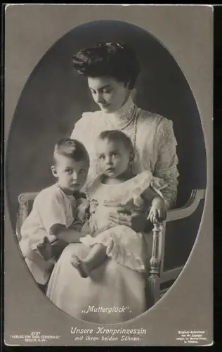 AK Mutterglück, Unsere Kronprinzessin mnit ihren beiden Söhnen, Kronprinzessin Cecilie
