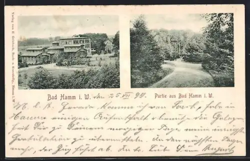 AK Bad Hamm i. W., Kurhaus, Partie aus Bad Hamm