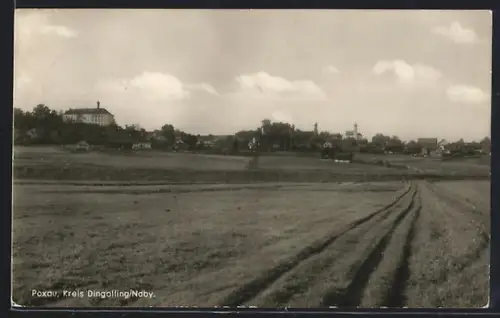 AK Poxau /Dingolfing, Ortsansicht mit Schloss und Kirche