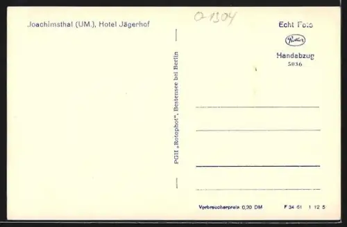 AK Joachimsthal /UM., Hotel Jägerhof