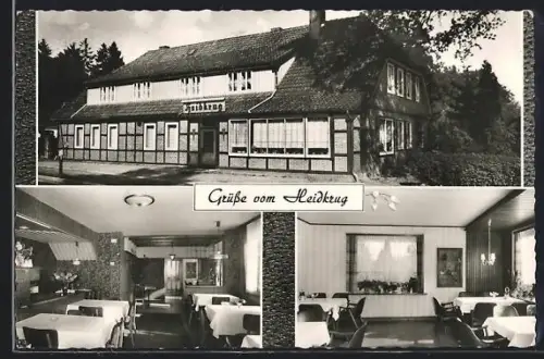 AK Alvern /Soltau, Gasthaus und Pension Heidekrug, Innenansichten