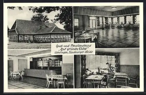 AK Behringen /Lüneburger Heide, Gasthaus und Pension Zur Grünen Eiche, Saal, Speiseraum