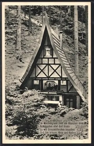 AK Bad Sachsa /Harz, Märchengrun, Rotkäppchenhaus, Märchenspiel Rotkäppchen und der Wolf