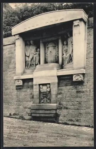 AK Dresden-Loschwitz, Schiller-Körner-Denkmal, enthüllt 1912