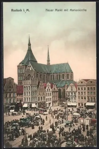 AK Rostock i. M., Neuer Markt, Marienkirche
