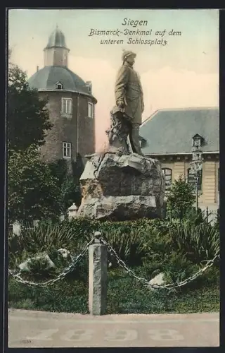 AK Siegen, Bismarck-Denkmal auf dem unteren Schlossplatz