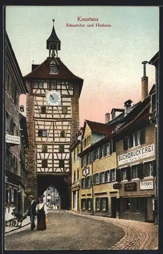 AK Konstanz, Schnetztor und Hushaus, Buchdruckerei