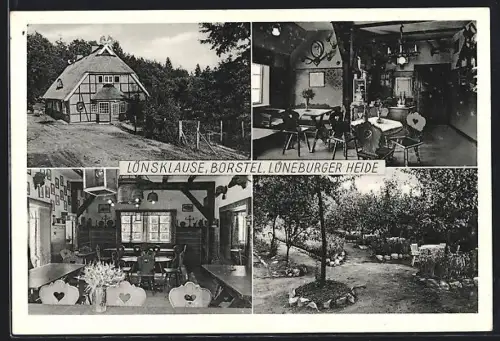 AK Borstel /Soltau, Gasthof Lönsklause, Gasträume, Garten