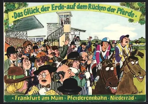 AK Frankfurt-Niederrad, Pferderennbahn, Reiter auf Pferden