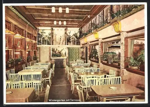 AK Alt-Frankfurt, Eis-Café Wi Pra, Café der Tierfreunde, Wintergarten mit Terrarium