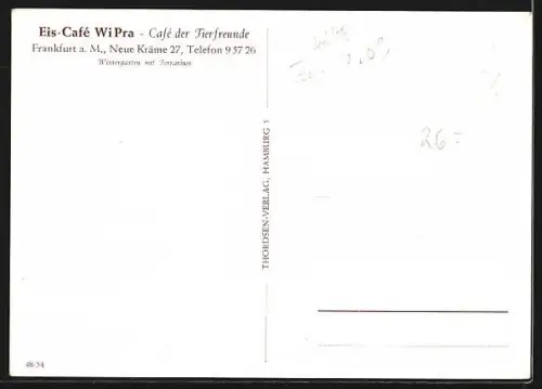 AK Alt-Frankfurt, Eis-Café Wi Pra, Café der Tierfreunde, Wintergarten mit Terrarium