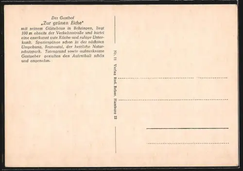 AK Behringen /Bispingen, Gasthaus Zur grünen Eiche, Inh. H. Rieckmann