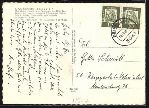 AK Behringen /Bispingen, B. A. B. Gaststätte Brunautal, Inh. Otto Buhr