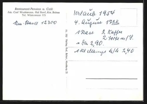 AK Soltau /Lüneburger Heide, Restaurant Pension Hof Barrl, Inh. Carl Wachtmann