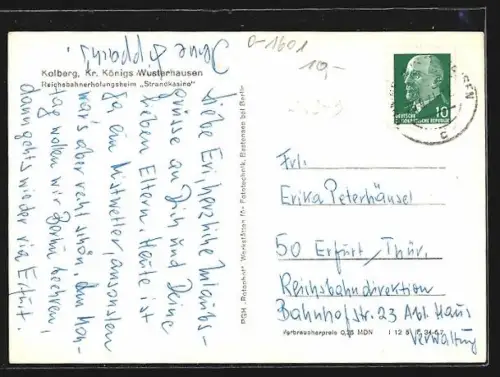 AK Kolberg /Königs Wusterhausen, Reichsbahnerholungsheim Strandkasino, Gartenansicht mit Springbrunnen