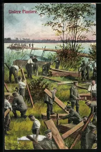 AK Pioniere beim Brückenbau