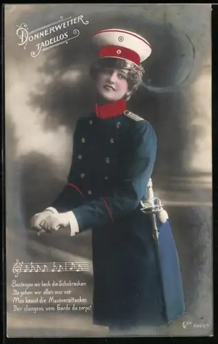 AK Donnerwetter tadellos, Frau in Uniform mit Mütze