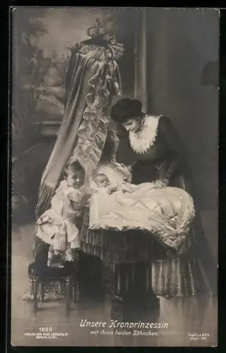 AK Unsere Kronprinzessin mit ihren beiden Söhnchen, Cecilia von Mecklenburg, Gattin des Kronprinzen Wilhelm von Preussen
