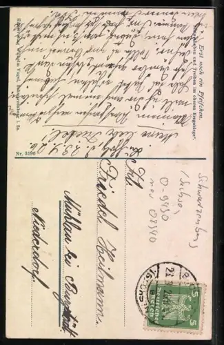 AK Erst nach ein Pfeifchen, sächsische Tracht