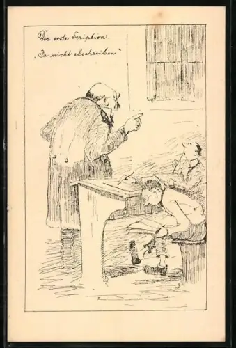 Künstler-AK Lehrer und Schüler in der Schule