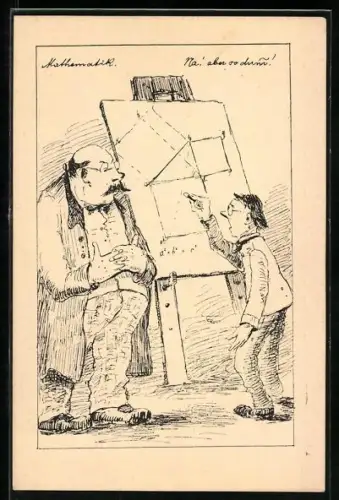 Künstler-AK Lehrer und Schüler im Matheunterricht