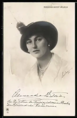 AK Portrait von Prinzessin August Wilhelm von Preussen