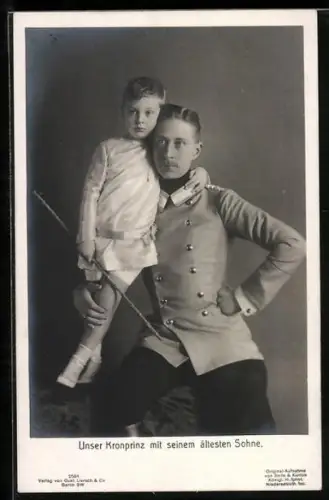 Foto-AK Kronprinz Wilhelm von Preussen mit seinem ältesten Sohne