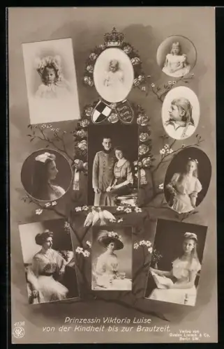 AK Victoria Louise Herzogin von Braunschweig von der Kindheit bis zur Gegenwart und mit ihrem Ehemann