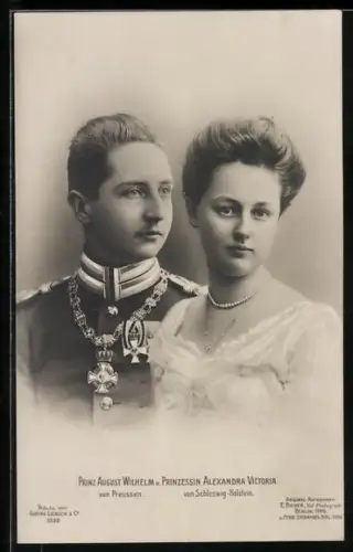 AK Prinz August Wilhelm von Preussen und Prinzessin Alexandra Victoria von Schlweswig-Holstein