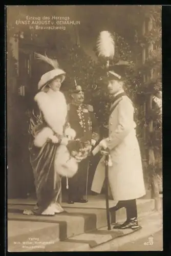AK Einzug des Herzogs Ernst August von Braunschweig u. Gemahlin in Braunschweig