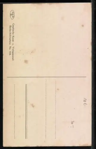 Künstler-AK Schmetterling labt sich an einem Honigglas