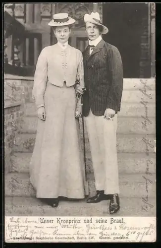AK Unser Kronprinz und seine Braut Kronprinzessin Cecilie