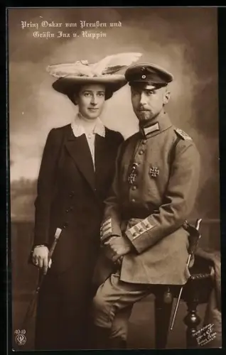 AK Prinz Oskar von Preussen mit Gemahlin Gräfin Ina von Ruppin