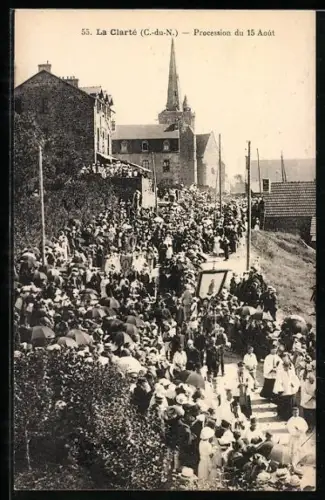 AK La Clarte, Procession du 15 Aout