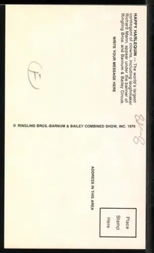 AK Clown Richard Mann im Kostüm, Ringling Bros. and Barnum & Bailey Circus