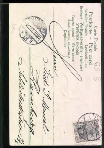 Präge-AK Nachtwächter mit Horn und Laterne, Prosit Neujahr