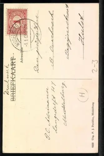 AK Neujahrsgruss, Briefträger überbringt die Post